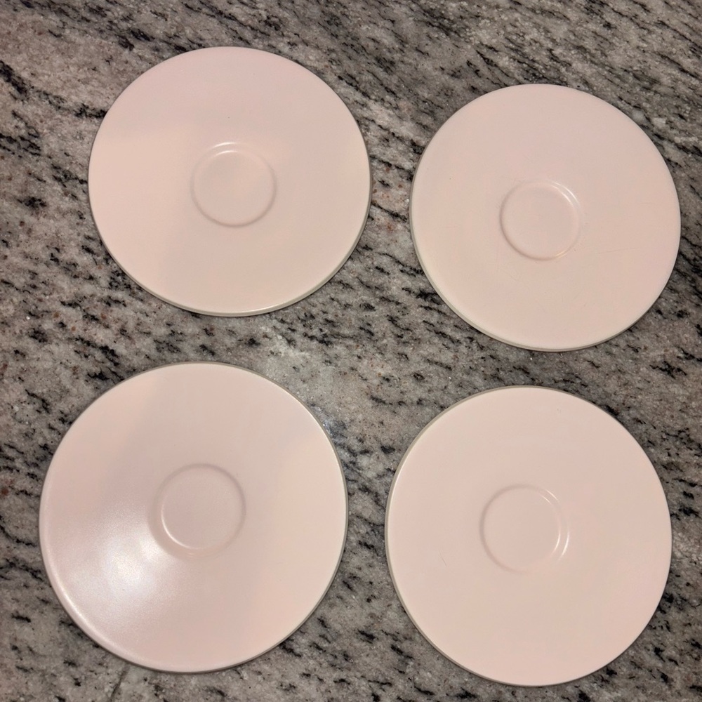 4 Sasaki Matte Pink Colorstone Saucers, 5 7/8”
